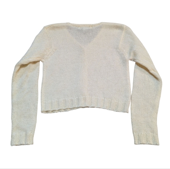 Vintage Reference Point Cream Knit Cardigan Mohair Acrylic Blend Medium Cropped - Picture 2 of 6